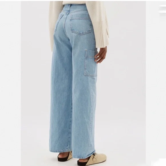 FRAME High Rise Baggy Pocket Jeans/Wide Leg in Genoa/Light Wash/size 27 - Picture 5 of 13